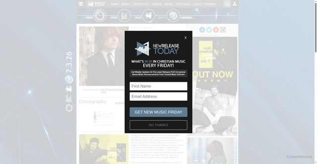 Security scan screenshot of https://www.newreleasetoday.com/artistdetail.php?artist_id=675