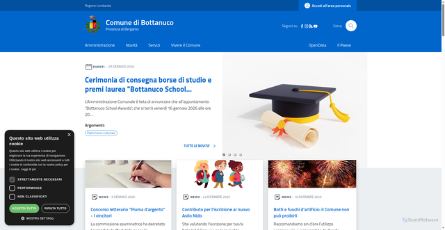 Security scan screenshot of https://www.comune.bottanuco.bg.it/