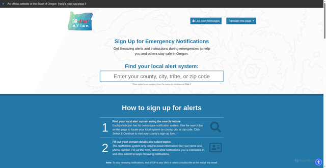 Security scan screenshot of https://oralert.gov/