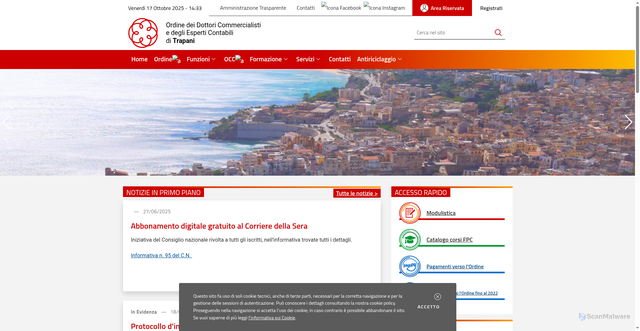 Security scan screenshot of https://www.odcectrapani.it/