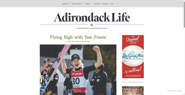 Security scan screenshot of https://www.adirondacklife.com/2026/02/03/flying-high-with-olympian-tate-frantz/