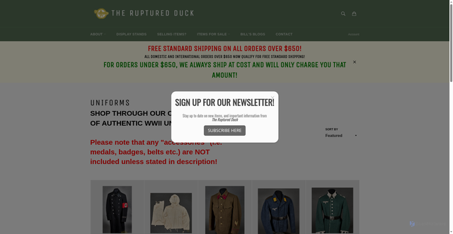Security scan screenshot of https://www.therupturedduck.com/collections/uniforms