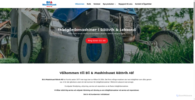 Security scan screenshot of https://bilomaskinhusetrattvik.se
