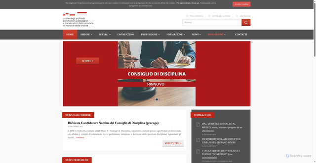 Security scan screenshot of https://www.ordinearchitetti.mb.it/