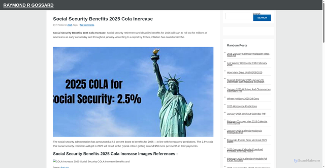 Security scan screenshot of https://raymondrgossards.pages.dev/oukzb-social-security-benefits-2025-cola-increase-sgcpw/