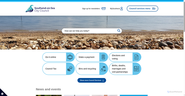 Security scan screenshot of http://www.southend.gov.uk