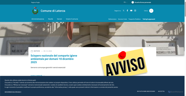 Security scan screenshot of https://www.comune.laterza.ta.it/