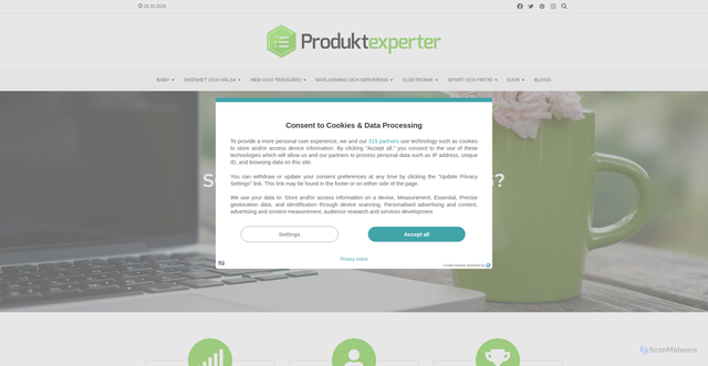 Security scan screenshot of https://produktexperter.se