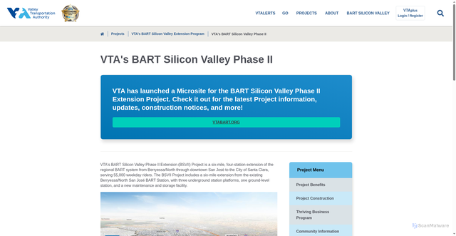 Security scan screenshot of https://www.vta.org/projects/bart-sv/phase-ii