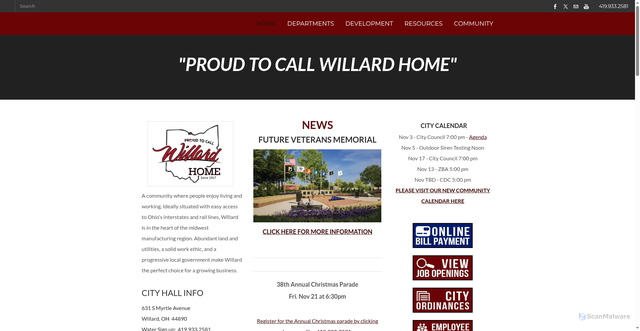 Security scan screenshot of https://www.willardohio.gov/