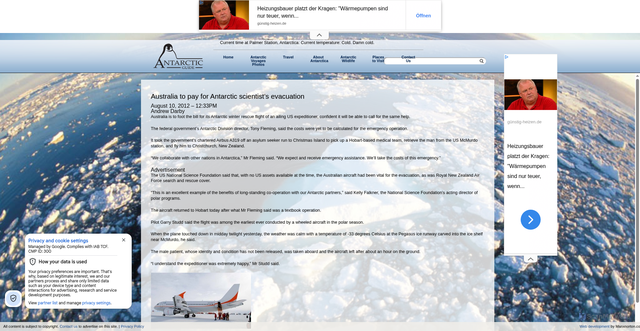 Security scan screenshot of https://antarcticguide.com/news/spt/australia-to-pay-for-us-scientists-antarctic-evacuation/