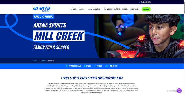 Security scan screenshot of https://www.arenasports.net/locations/mill-creek/