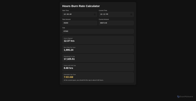 Security scan screenshot of https://burn-rate-calc-n5s2y0jwlz.edgeone.app/
