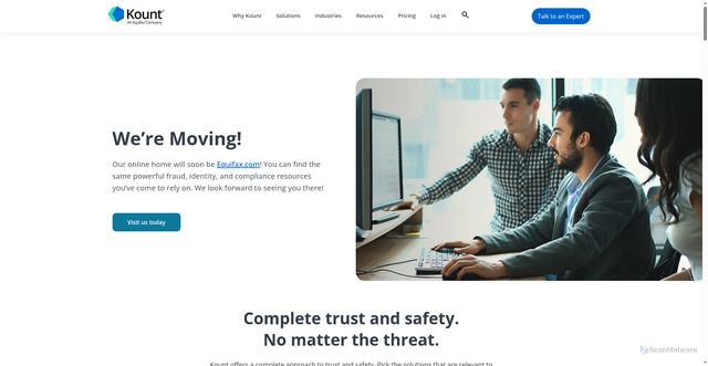 Security scan screenshot of https://kount.com
