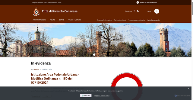 Security scan screenshot of https://www.rivarolocanavese.it/it-it/home