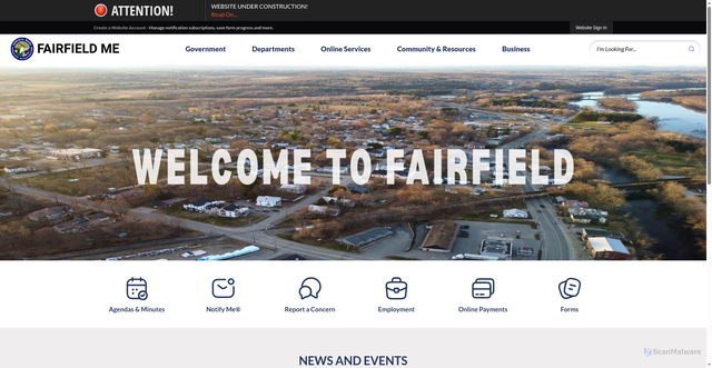 Security scan screenshot of https://www.fairfield-me.gov/
