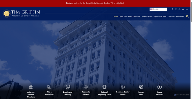 Security scan screenshot of https://arkansasag.gov/