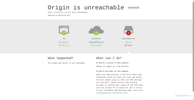Security scan screenshot of https://passqueen.com