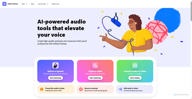 Security scan screenshot of https://podcast.adobe.com/en