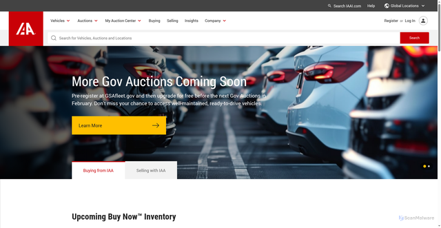 Security scan screenshot of https://iaai.com