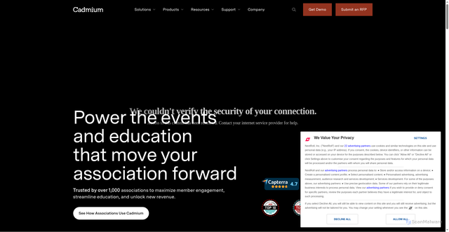 Security scan screenshot of https://conferenceharvester.com