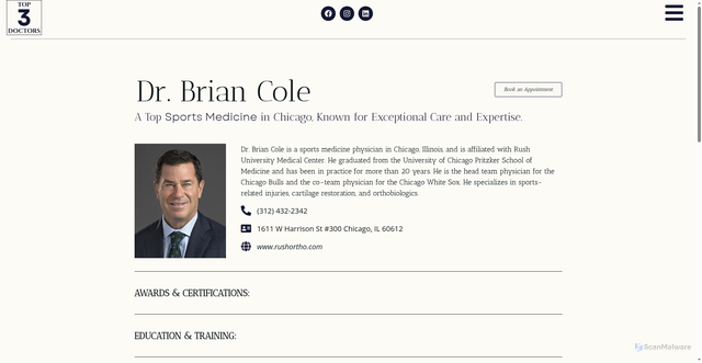 Security scan screenshot of https://top3doctors.com/providers/dr-brian-cole/