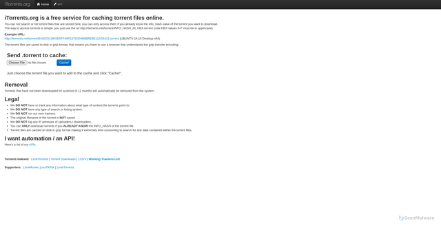 Security scan screenshot of https://itorrents.net