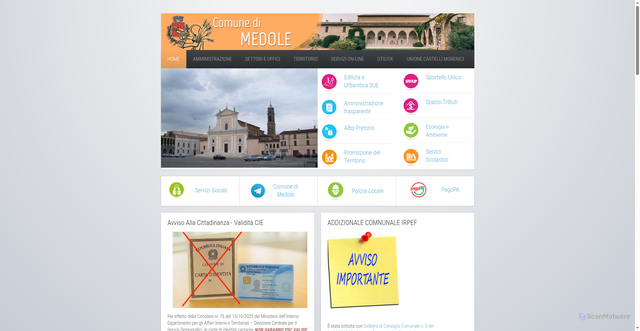 Security scan screenshot of https://www.comune.medole.mn.it/