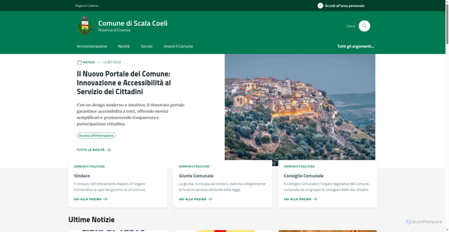 Security scan screenshot of https://comune.scalacoeli.cs.it/