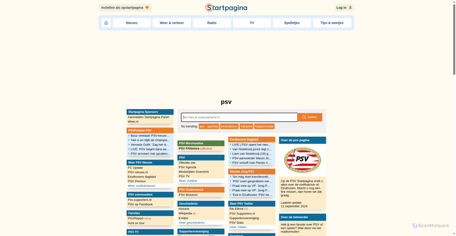 Security scan screenshot of https://psv.startpagina.nl/