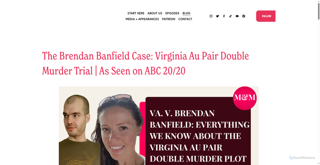 Security scan screenshot of https://www.momsandmysteries.com/blog/brendan-banfield-case-virginia-au-pair-double-murder