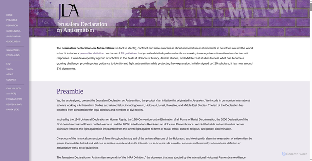 Security scan screenshot of https://jerusalemdeclaration.org/