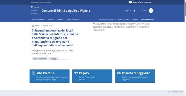 Security scan screenshot of https://comune.trinita.ss.it/