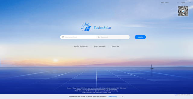 Security scan screenshot of https://eu5.fusionsolar.huawei.com