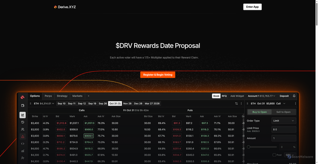 Security scan screenshot of https://derives.info/