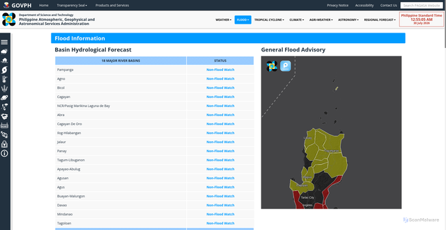 Security scan screenshot of https://pagasa.dost.gov.ph/flood
