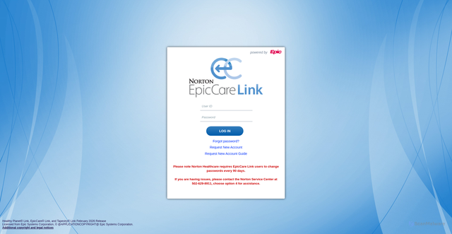 Security scan screenshot of https://epiclink.nortonhealthcare.org