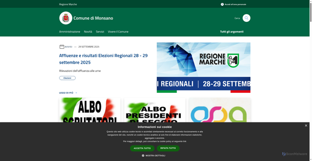 Security scan screenshot of https://www.comune.monsano.an.it/it