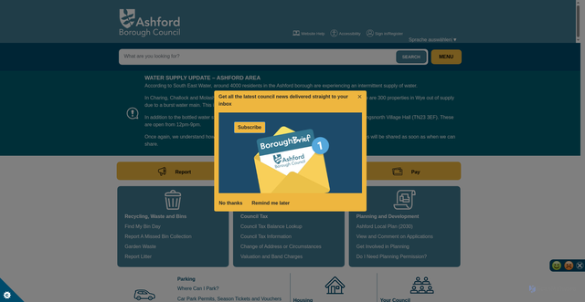 Security scan screenshot of http://www.ashford.gov.uk