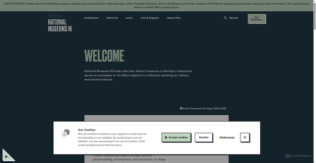 Security scan screenshot of https://www.nationalmuseumsni.org/