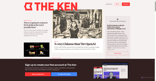 Security scan screenshot of https://the-ken.com