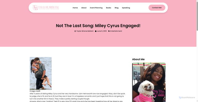 Security scan screenshot of https://www.taylorbrione.com/not-the-last-song-miley-cyrus-engaged/