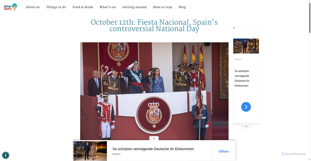 Security scan screenshot of https://malagaguru.com/events/october-12th-dia-de-la-hispanidad-spains-controversial-national-day/