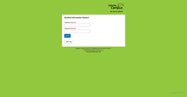 Security scan screenshot of https://middletowncityschools.infinitecampus.org