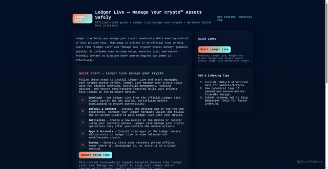 Security scan screenshot of ledger--live-uss.pages.dev