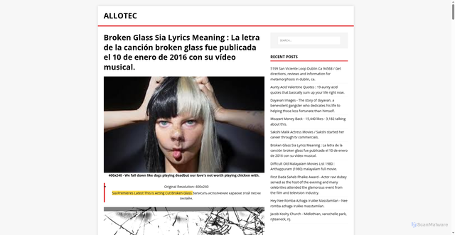 Security scan screenshot of https://salletec.pages.dev/post/broken-glass-sia-lyrics-meaning/