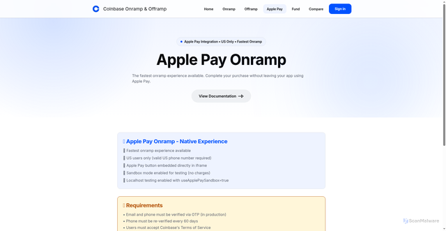 Security scan screenshot of https://onramp-demo-application-git-main-coinbase-vercel.vercel.app/apple-pay