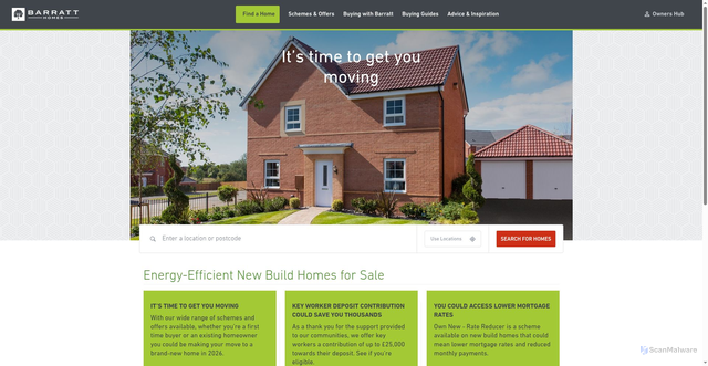 Security scan screenshot of https://www.barratthomes.co.uk