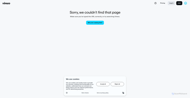 Security scan screenshot of https://vimeo.com/75947014archive