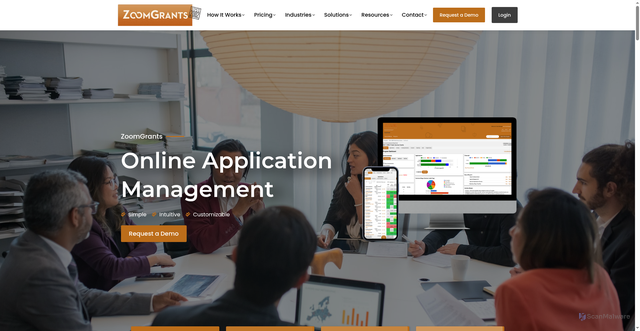 Security scan screenshot of https://www.zoomgrants.com